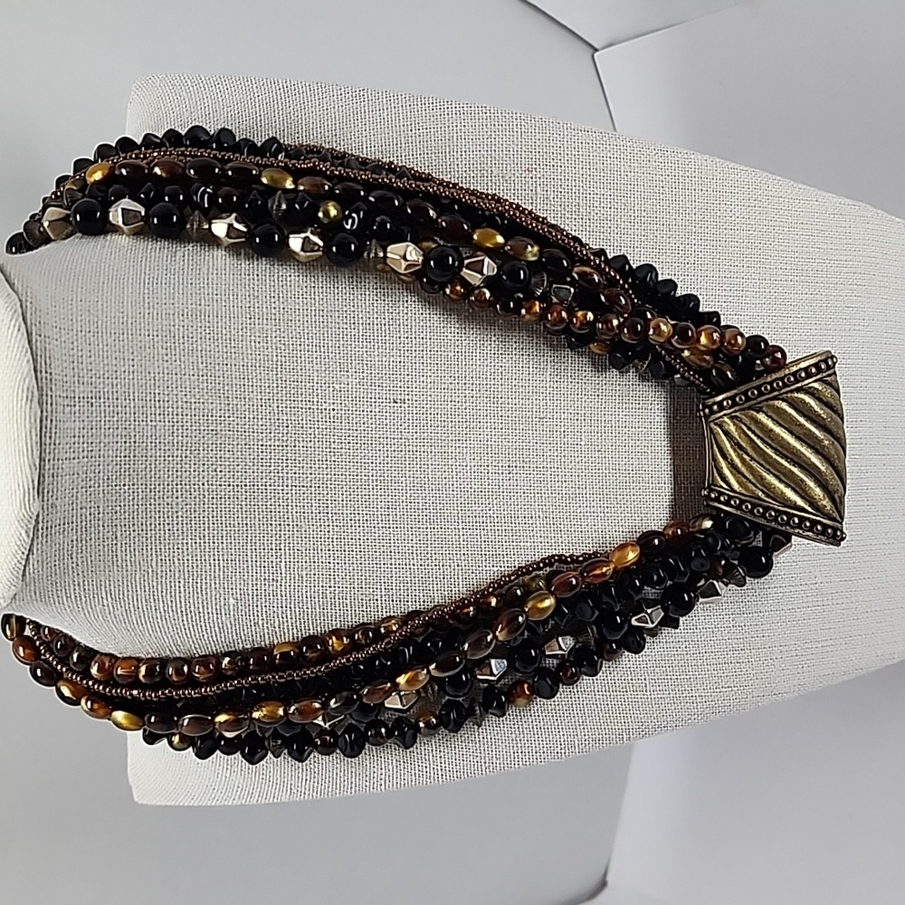 Chico's Chunky Eight Strand Brown Beaded Necklace